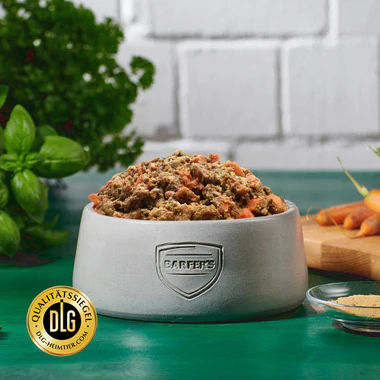 BARFER’S Komplett-Mix im grauen Napf mit DLG-Qualitätssiegel – vollwertiges BARF-Futter für Hunde und Katzen mit Fleisch, Gemüse und Ölen