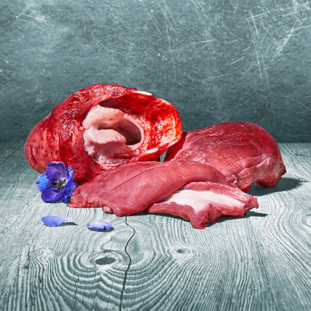 Rohe BARFER’S Kraft-Mix Rind Zutaten im Überblick – Rindfleisch, Rinderkehlkopf und Rinderkopffleisch