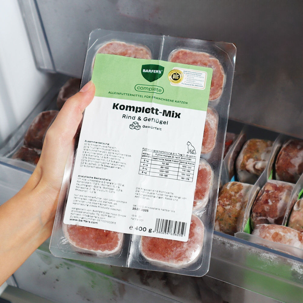 Würfel: Komplett-Mix Rind & Geflügel für Katzen