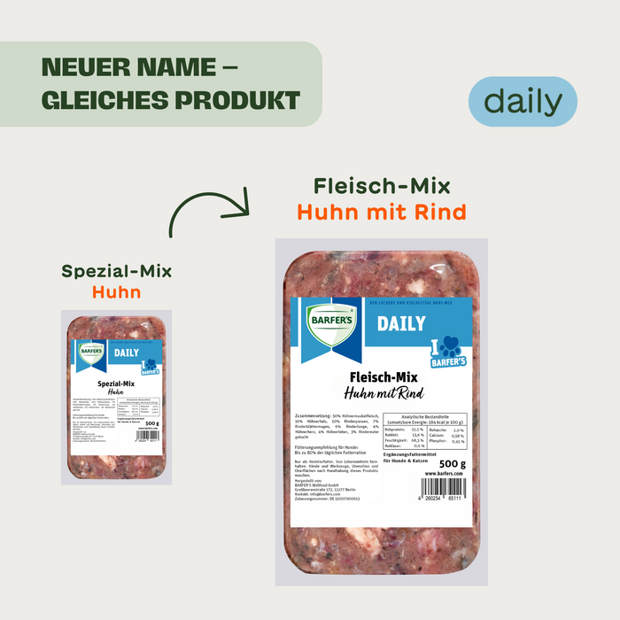Fleisch-Mix Huhn mit Rind – BARFER'S