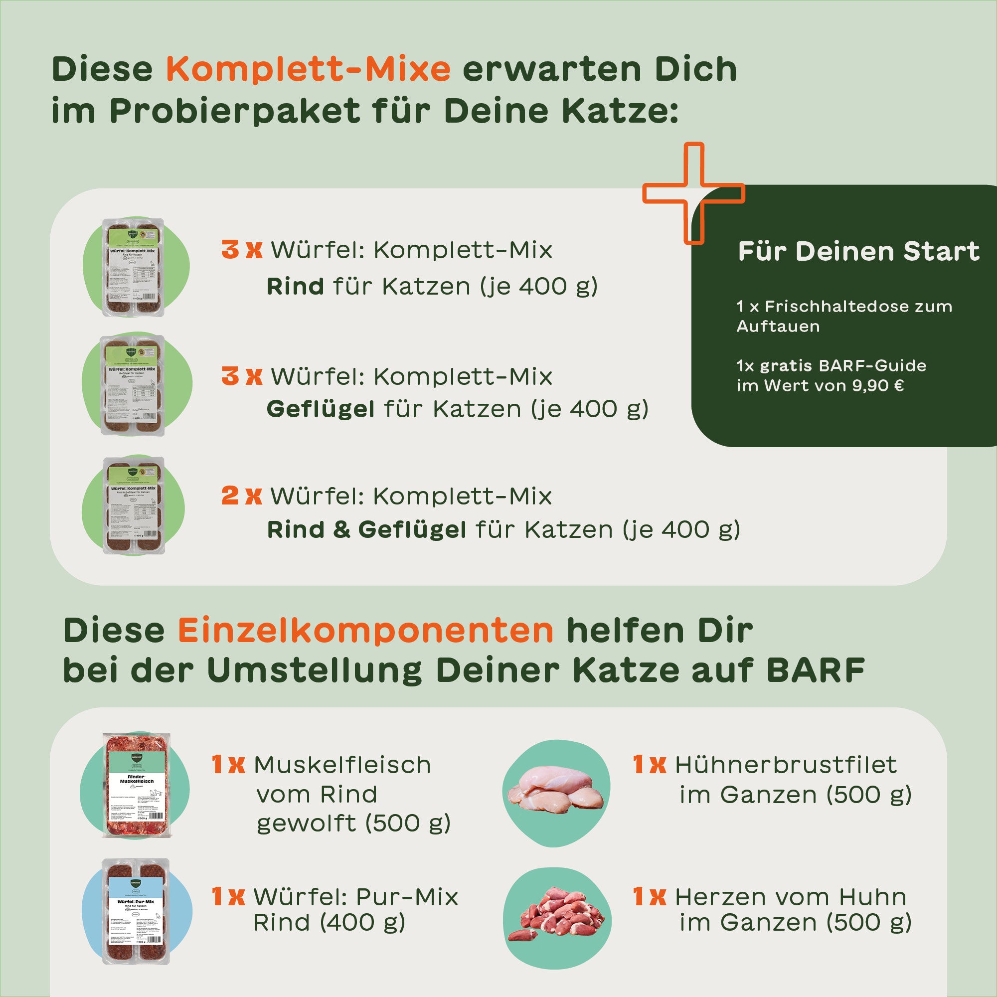 NEU BARFER’S Probierpaket Würfel für Katzen