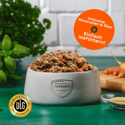 BARFER'S Komplett-Mix Rind im Napf: Fertigbarf inklusive Mineralien und Ölen, mit DLG-Qualitätssiegel ausgezeichnet