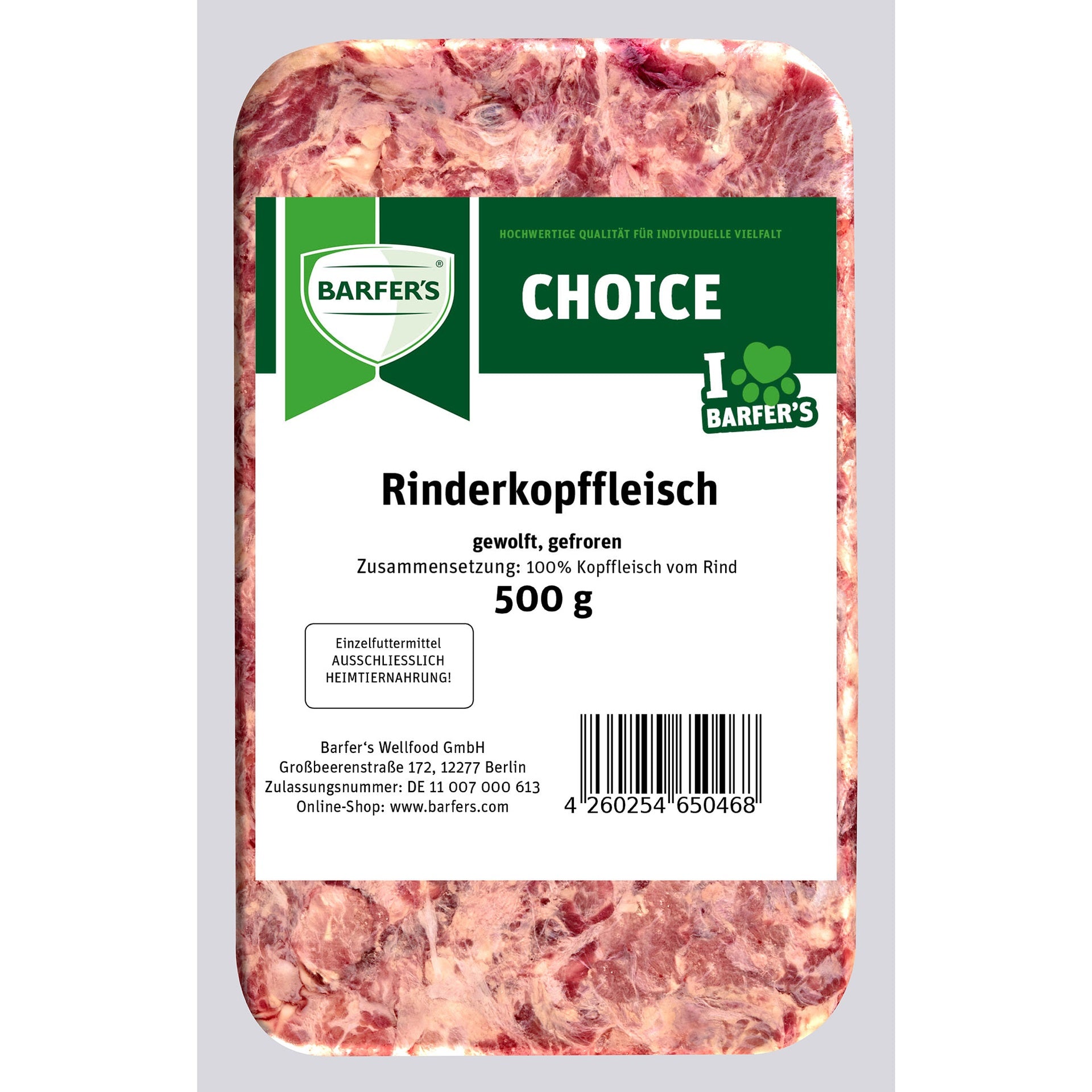 Rinderkopffleisch gewolft