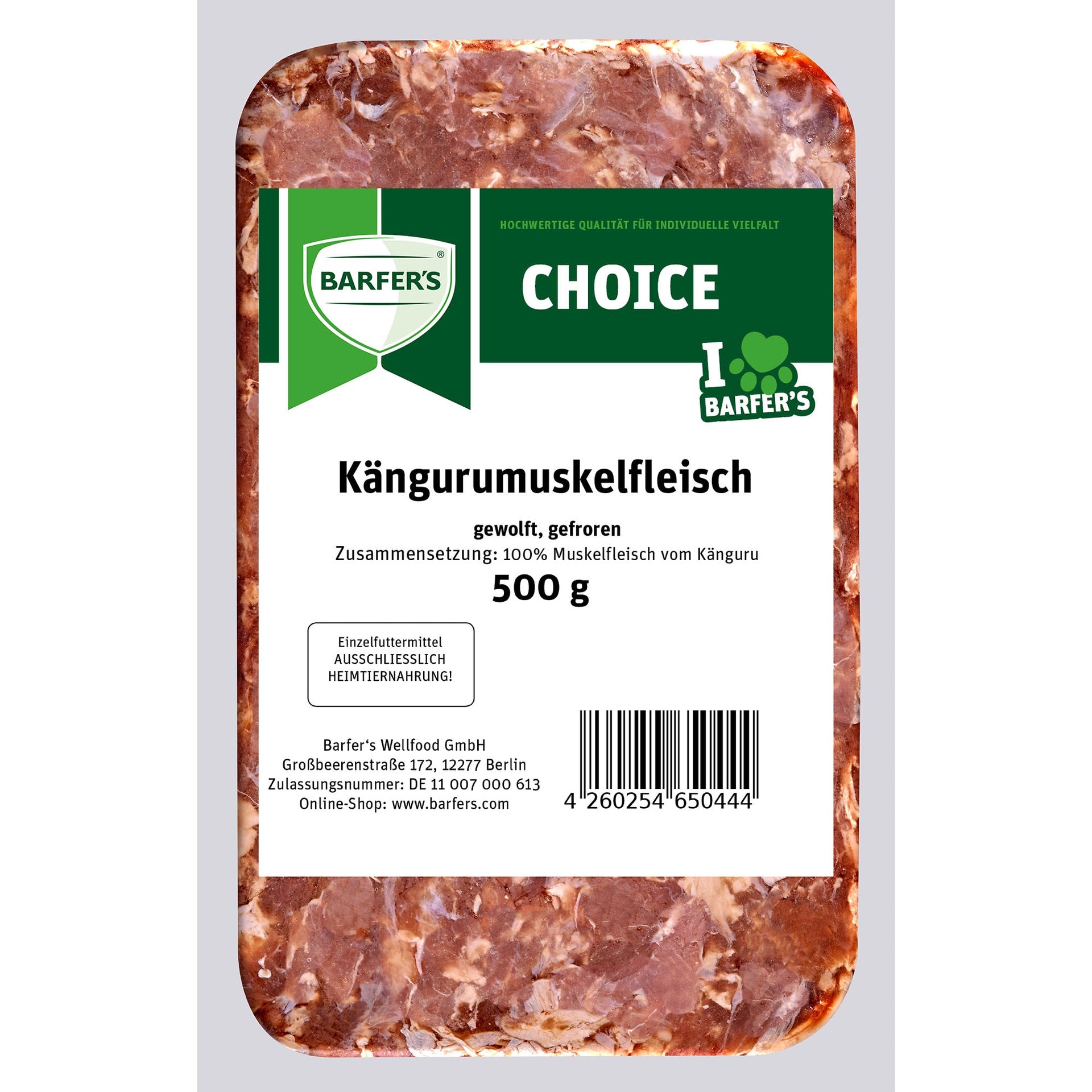 Kängurumuskelfleisch gewolft